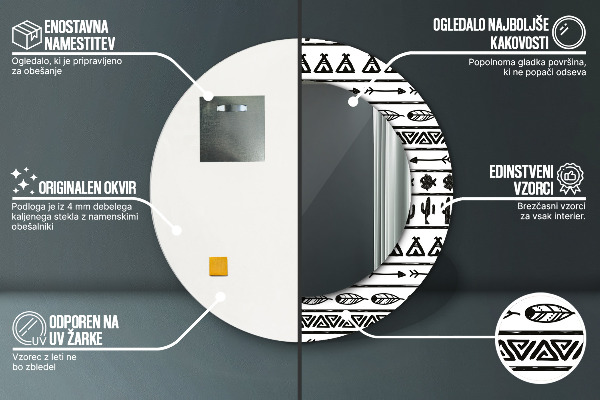 Kulaté dekorační zrcadlo Boho minimalistický