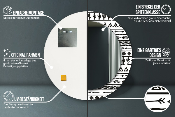 Kulaté dekorační zrcadlo Boho minimalistický
