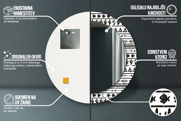 Kulaté dekorační zrcadlo Boho minimalistický