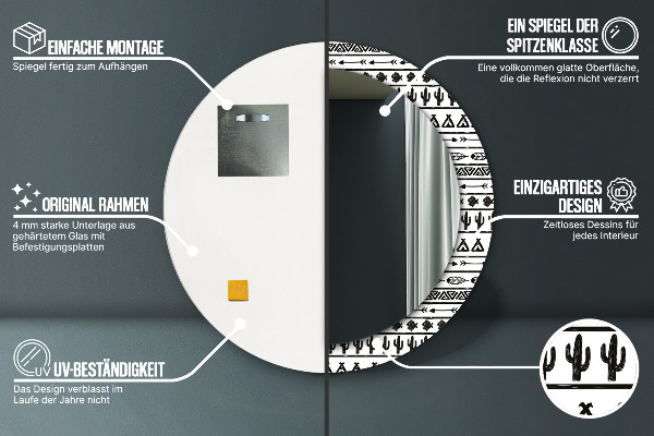 Kulaté dekorační zrcadlo Boho minimalistický