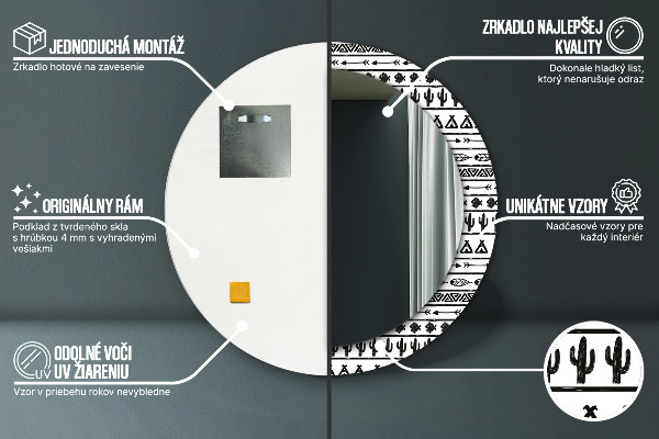 Kulaté dekorační zrcadlo Boho minimalistický