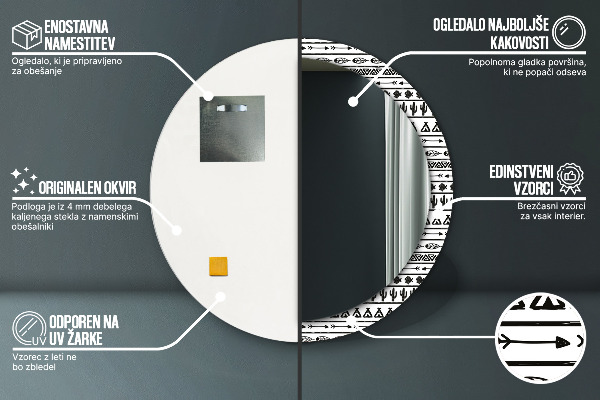 Kulaté dekorační zrcadlo Boho minimalistický