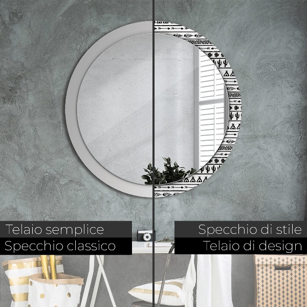 Kulaté dekorační zrcadlo Boho minimalistický