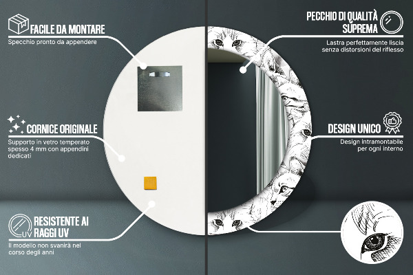 Kulaté dekorační zrcadlo na zeď Domácí kočky