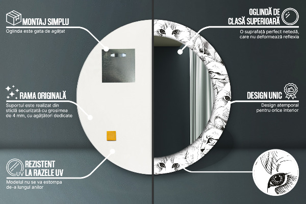 Kulaté dekorační zrcadlo na zeď Domácí kočky