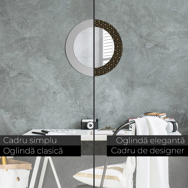 Kulaté dekorační zrcadlo na zeď Hexagonální geometrie
