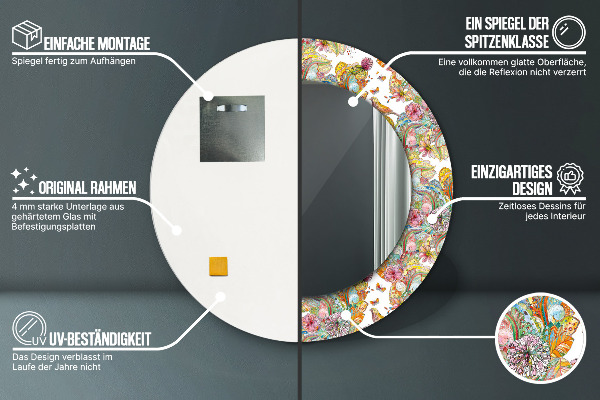 Kulaté dekorační zrcadlo na zeď Sen o zemi pohádek