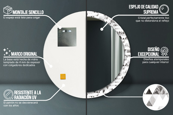 Kulaté dekorační zrcadlo Duhový trojúhelník