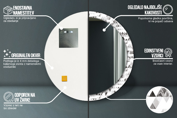 Kulaté dekorační zrcadlo Duhový trojúhelník