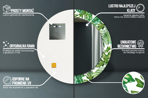 Kulaté dekorační zrcadlo Džungle odchází