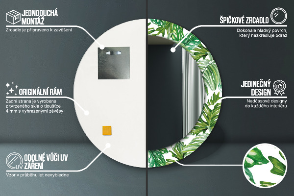 Kulaté dekorační zrcadlo Džungle odchází