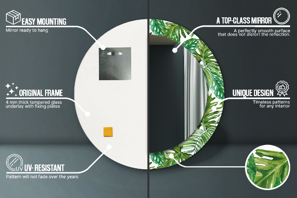 Kulaté dekorační zrcadlo Džungle odchází