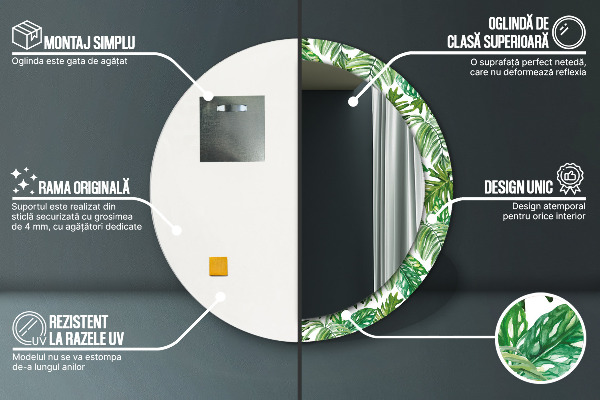 Kulaté dekorační zrcadlo Džungle odchází