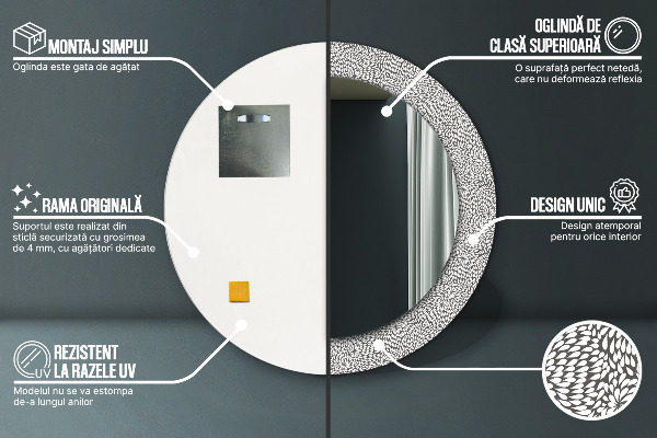 Kulaté zrcadlo rám s potiskem Květinový vzor