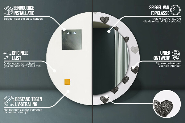 Kulaté zrcadlo rám s potiskem Abstraktní srdce