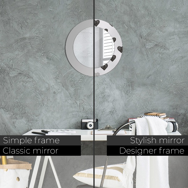 Kulaté zrcadlo rám s potiskem Abstraktní srdce