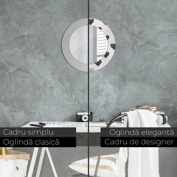 Kulaté zrcadlo rám s potiskem Abstraktní srdce