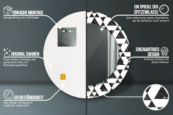 Kulaté dekorační zrcadlo na zeď Geometrické trojúhelníky