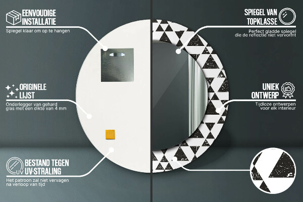 Kulaté dekorační zrcadlo na zeď Geometrické trojúhelníky