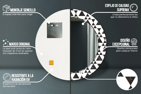 Kulaté dekorační zrcadlo na zeď Geometrické trojúhelníky