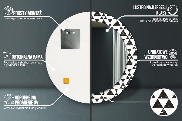 Kulaté dekorační zrcadlo na zeď Geometrické trojúhelníky