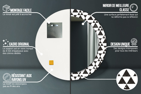 Kulaté dekorační zrcadlo na zeď Geometrické trojúhelníky