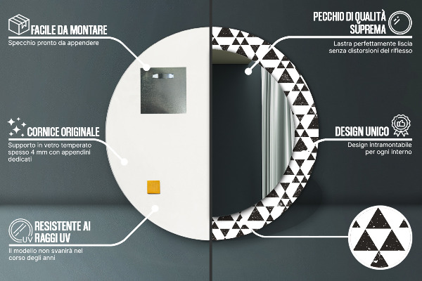 Kulaté dekorační zrcadlo na zeď Geometrické trojúhelníky