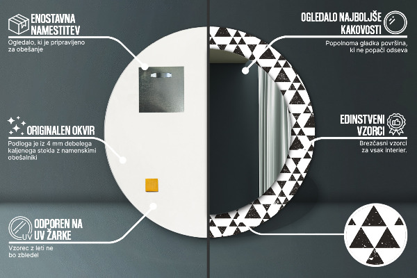 Kulaté dekorační zrcadlo na zeď Geometrické trojúhelníky