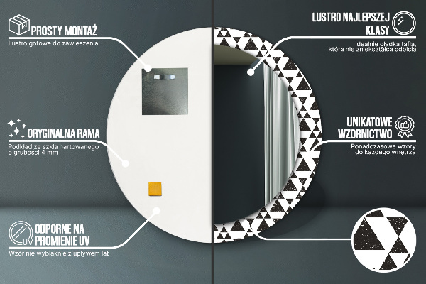 Kulaté dekorační zrcadlo na zeď Geometrické trojúhelníky