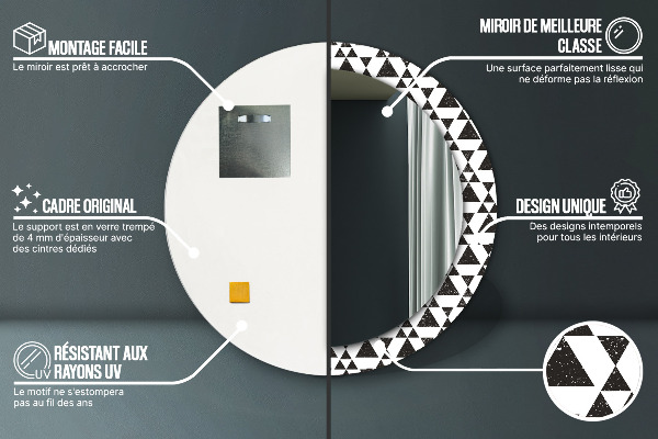 Kulaté dekorační zrcadlo na zeď Geometrické trojúhelníky