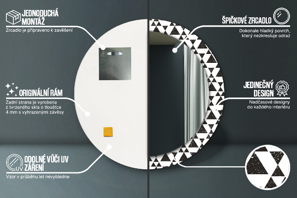 Kulaté dekorační zrcadlo na zeď Geometrické trojúhelníky