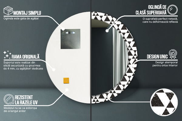 Kulaté dekorační zrcadlo na zeď Geometrické trojúhelníky