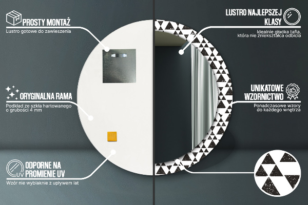 Kulaté dekorační zrcadlo na zeď Geometrické trojúhelníky