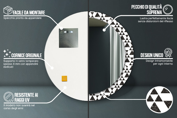Kulaté dekorační zrcadlo na zeď Geometrické trojúhelníky