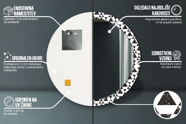 Kulaté dekorační zrcadlo na zeď Geometrické trojúhelníky
