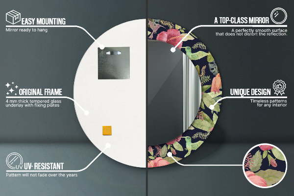 Kulaté dekorační zrcadlo Hibiscus Flowers