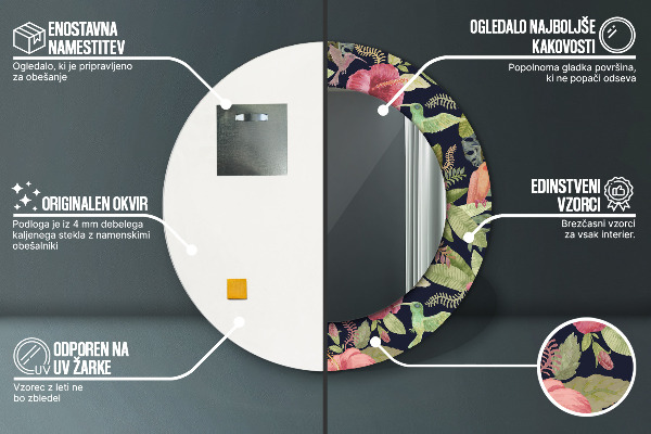 Kulaté dekorační zrcadlo Hibiscus Flowers