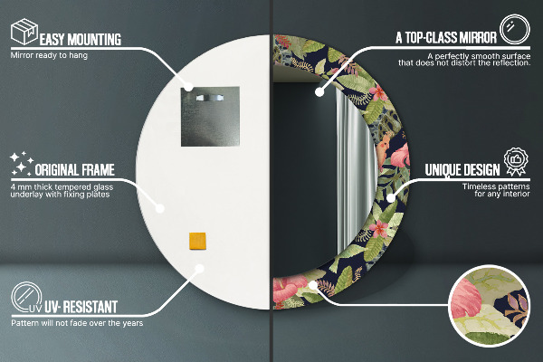 Kulaté dekorační zrcadlo Hibiscus Flowers