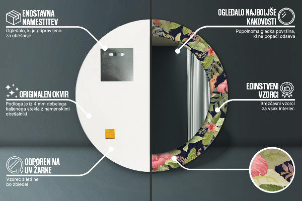 Kulaté dekorační zrcadlo Hibiscus Flowers