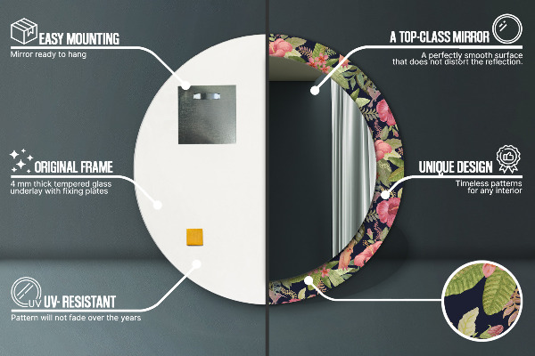 Kulaté dekorační zrcadlo Hibiscus Flowers