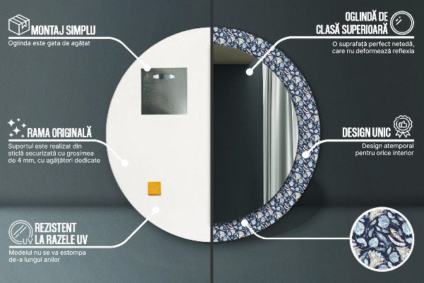 Kulaté dekorační zrcadlo Boho vzor