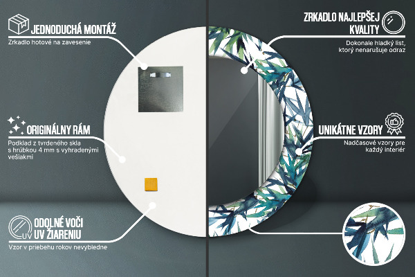 Kulaté dekorační zrcadlo Modré palmy