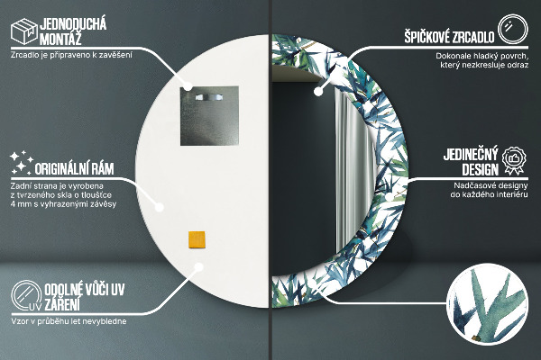 Kulaté dekorační zrcadlo Modré palmy