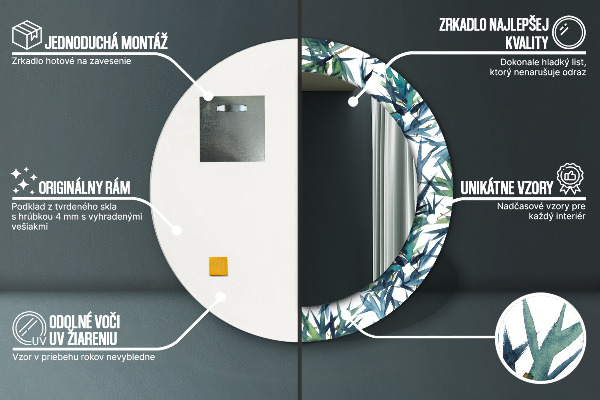 Kulaté dekorační zrcadlo Modré palmy