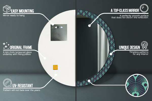 Kulaté dekorační zrcadlo Květinový vzor