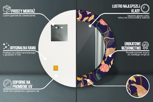 Kulaté dekorační zrcadlo Akvarelové rostliny