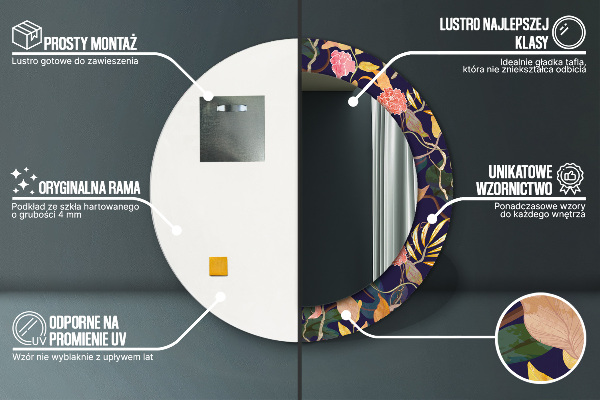 Kulaté dekorační zrcadlo Akvarelové rostliny