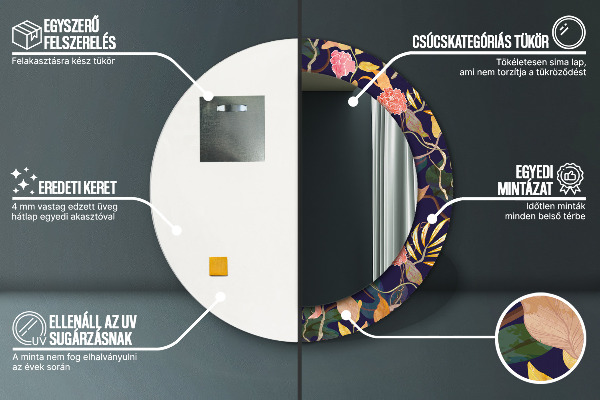 Kulaté dekorační zrcadlo Akvarelové rostliny