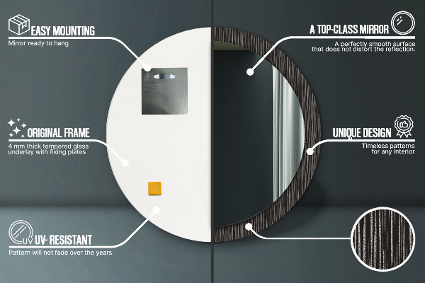 Kulaté zrcadlo s potiskem Abstraktní kovový