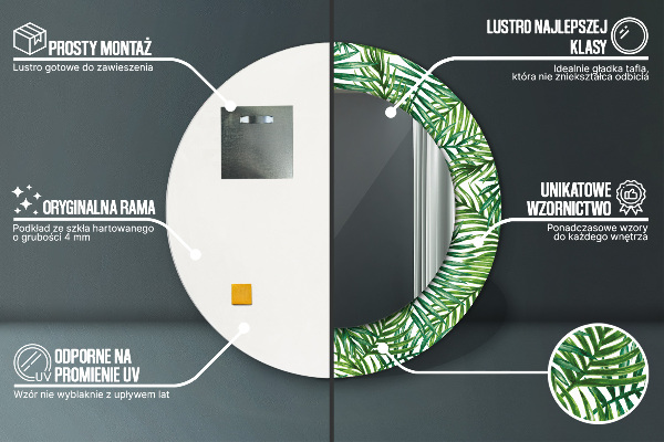 Kulaté dekorační zrcadlo na zeď Tropická dlaň